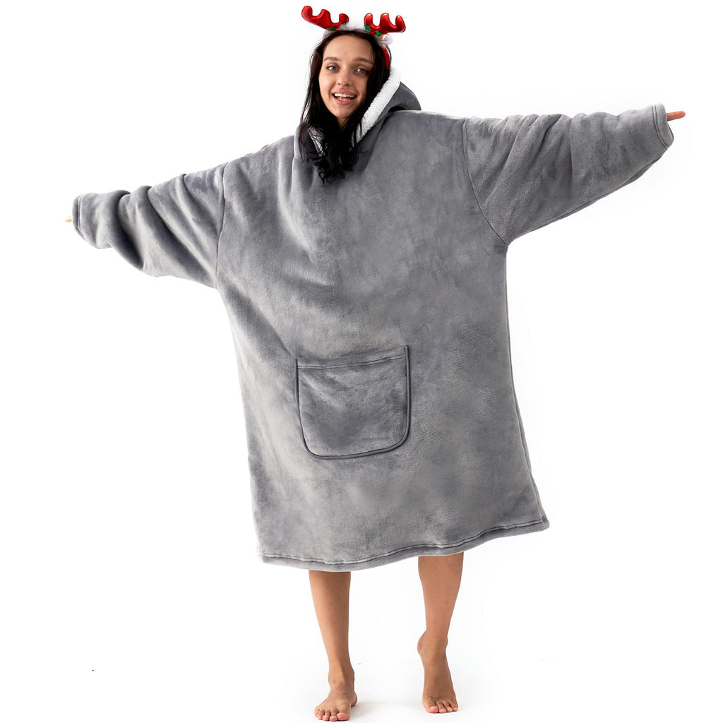 Grey Sherpa Blanket Hoodie