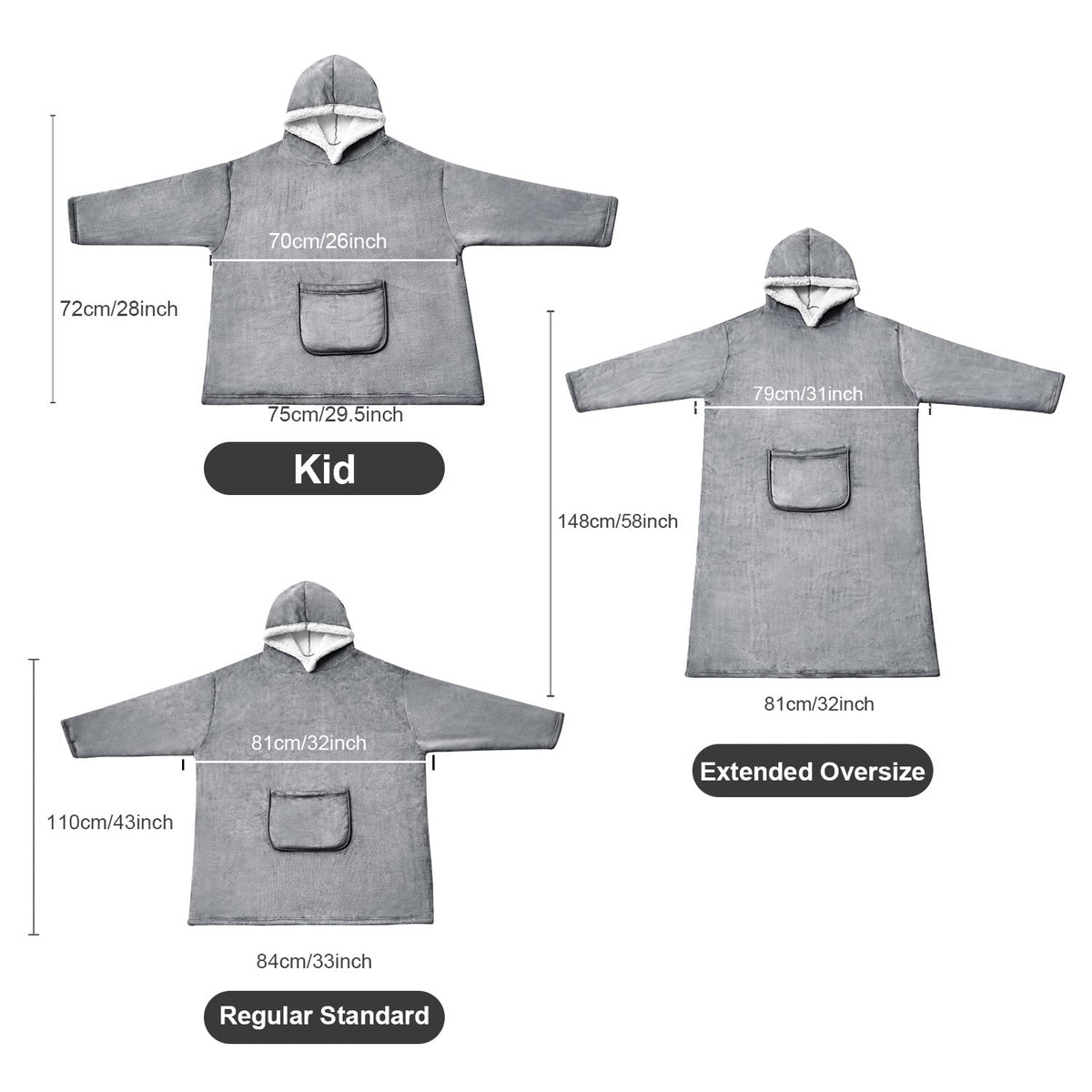 Grey Sherpa Blanket Hoodie