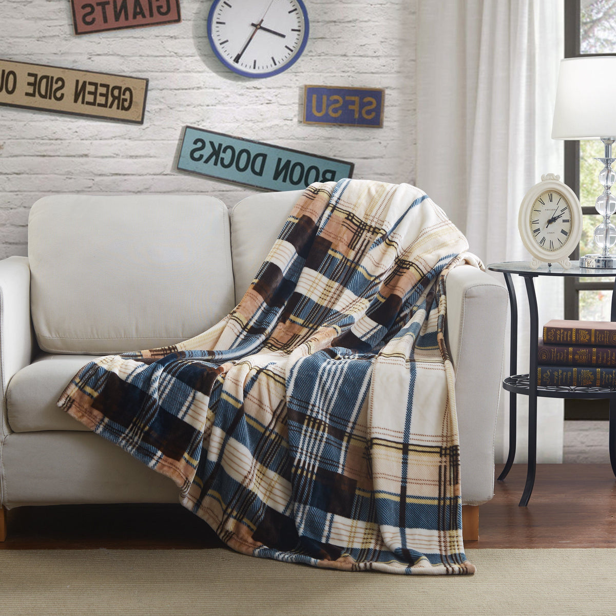 Winter Cabin Flannel Throw Blanket